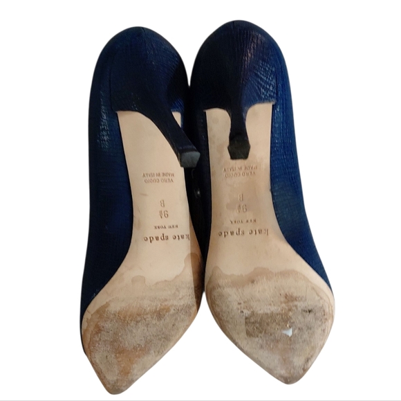 Kate Spade Paloma Blue Snake Embossed Silver Cap Toe Pumps Heels 9.5 - Picture 8 of 12